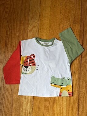 Mayoral Colorblock Animal Long-Sleeve Shirt - White, Red, Green